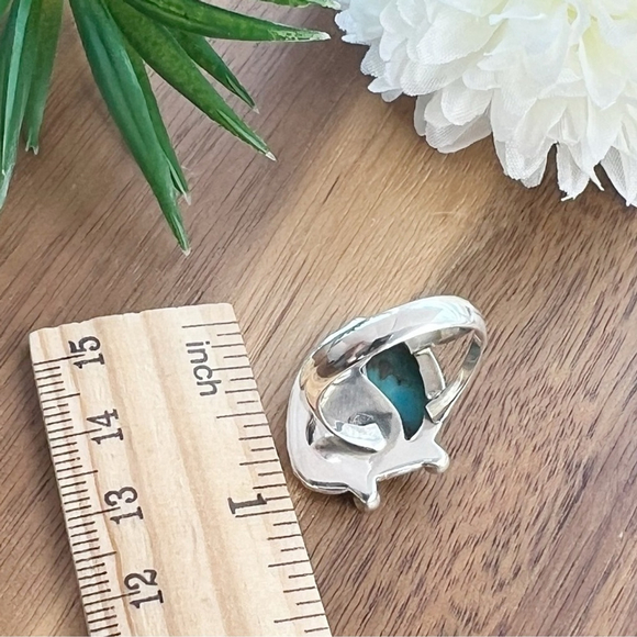 Sterling Silver 925 Turquoise Ring Size 9 Vintage Southwest Navajo Style New - Picture 10 of 12